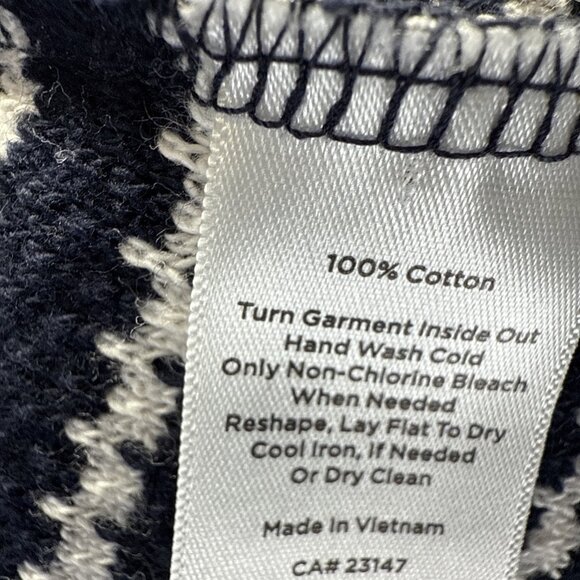 Talbots Women's Top Size Large Black White Stripe Knit 3/4 Sleeves Pullover - Picture 6 of 8